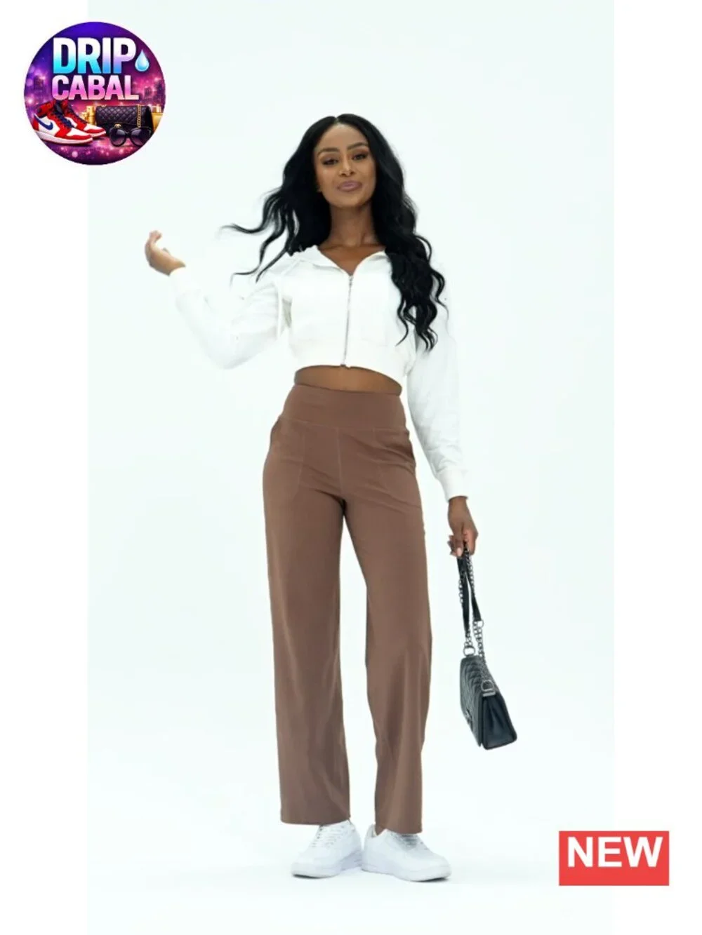 Wide Leg High Waist Yoga Pants 80% Polyester 20% Spandex Stretchy With Pockets